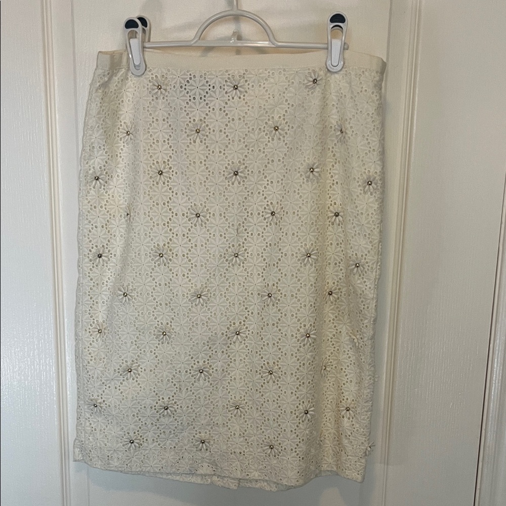 Talbots Cream Floral Lace Pencil Skirt